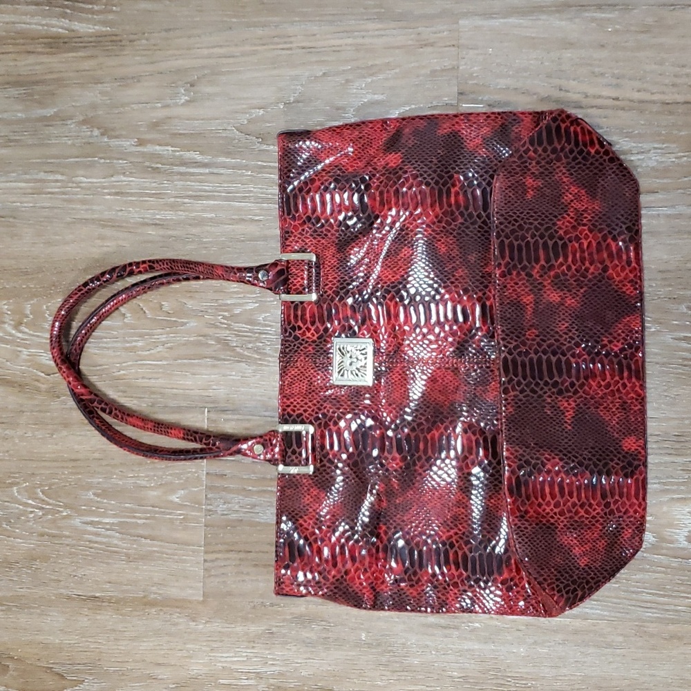 Anne Klein Reptile Textured Large Shoulder Bag / Tote Retro Soft Travel Storage
